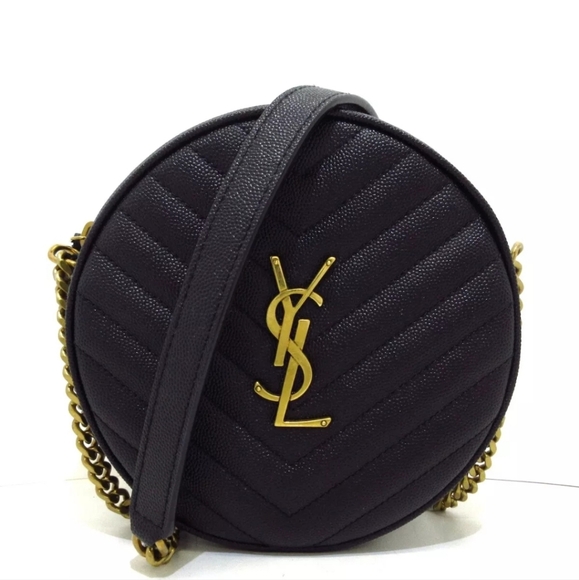 Auth SAINT LAURENT PARIS Vinyle  Black Leather Shoulder Bag - Picture 2 of 13